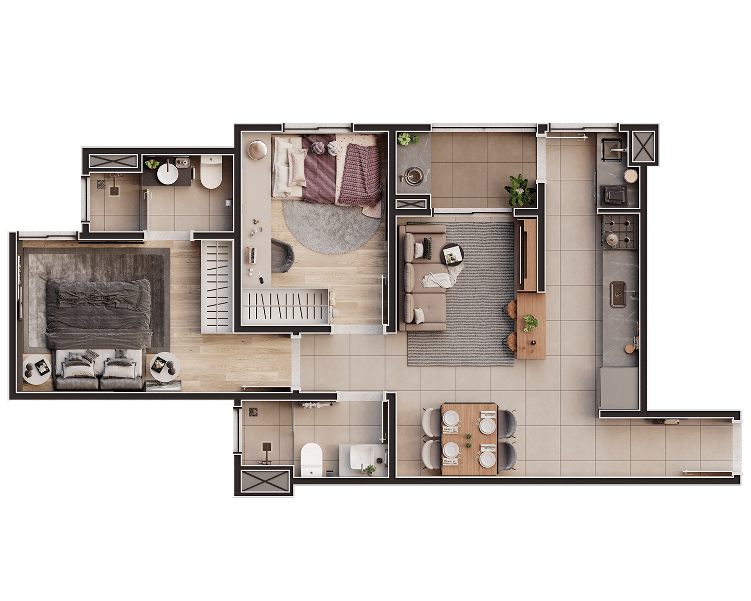 Apartamento tipo canto de 59,50 m² — Spazio Itália